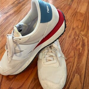 New Balance 237 Cream and Red Sneakers Retro Design